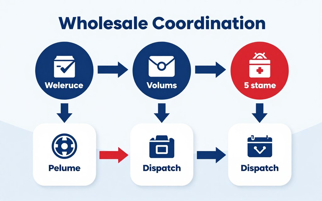 Logistics workflow infographic for Nutella wholesale coordination process