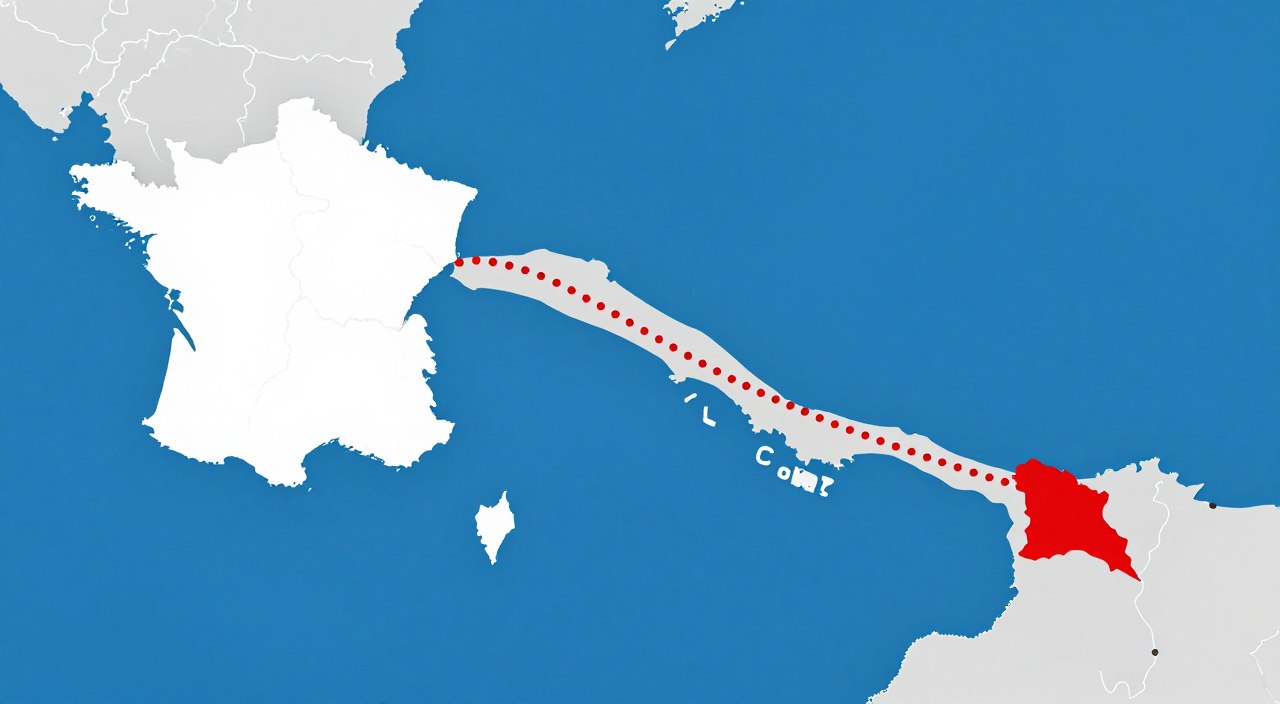Mapa de ruta comercial de Francia a Costa Rica para importación de cognac
