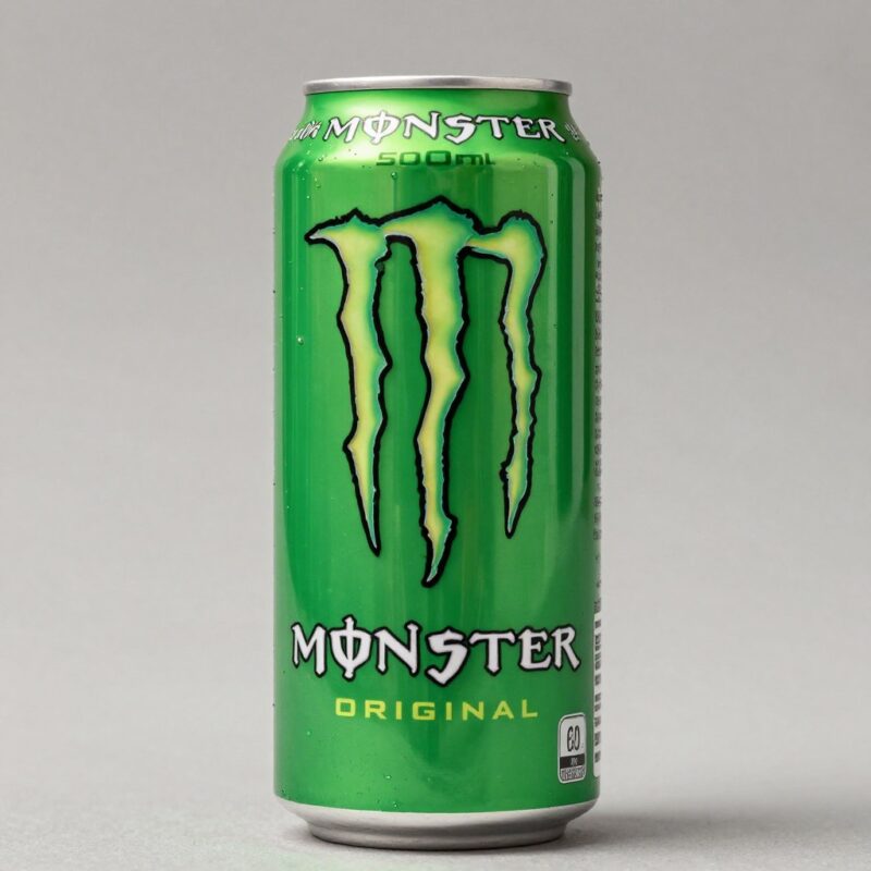 Monster Energy 500ml can close-up showing product details for Indonesian wholesale market