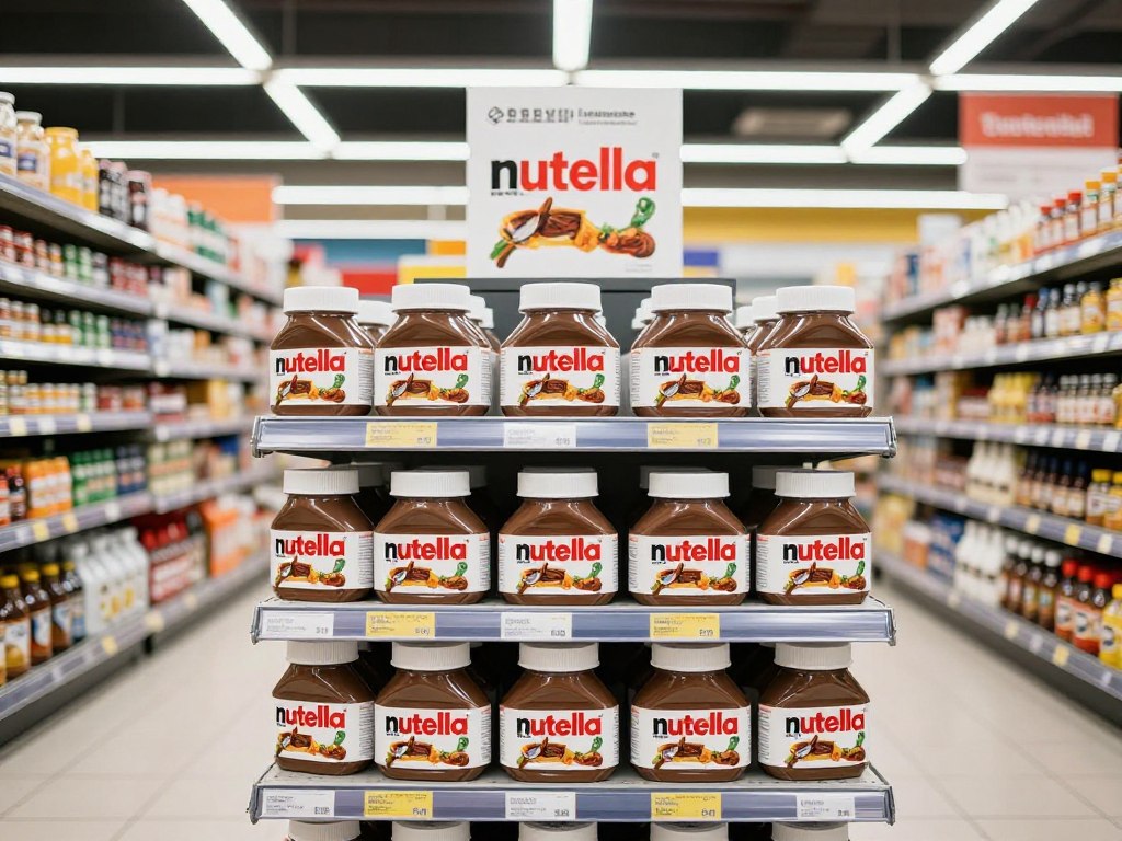Nutella 1kg distribución en anaquel de supermercado