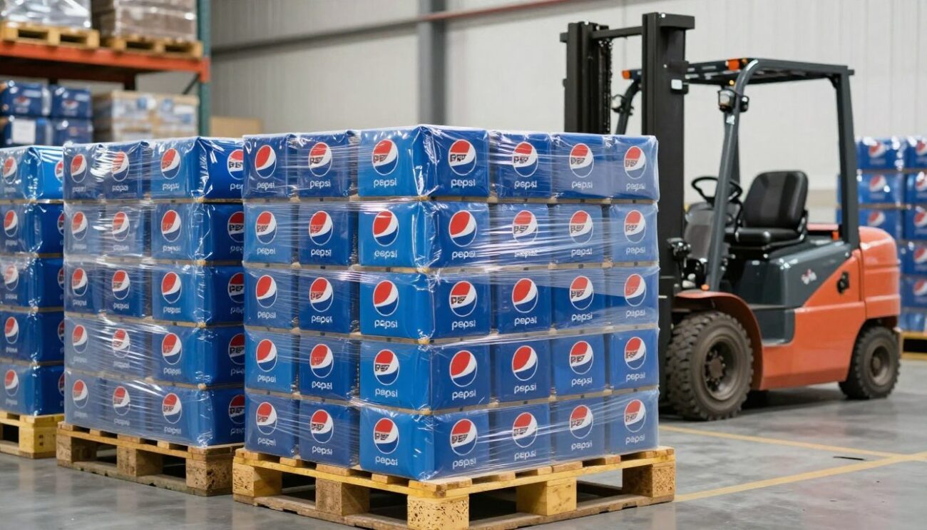 Pallets de Pepsi listos para exportación a Chile