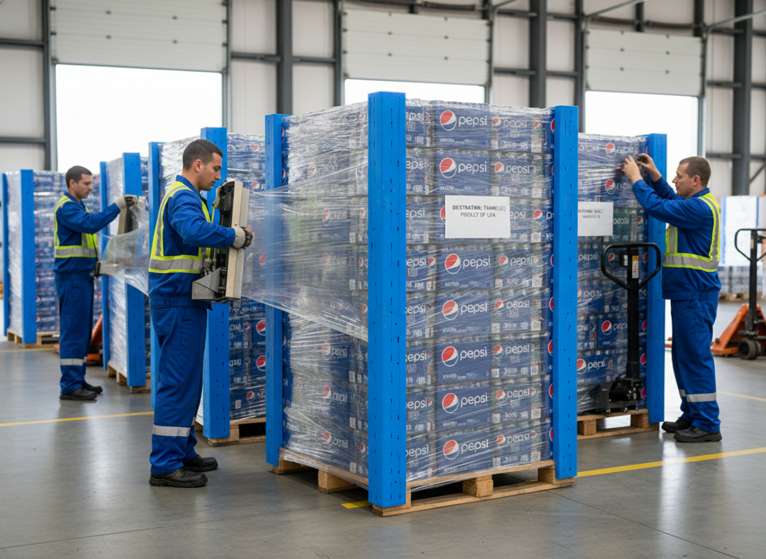 Pepsi pallets being prepared for export to Taiwan