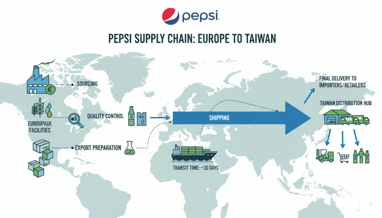 Pepsi wholesale supply chain from Europe to Taiwan