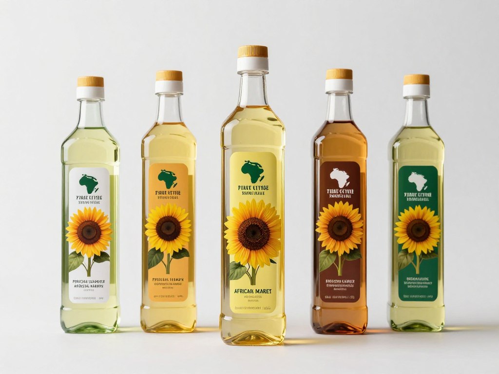 Private label sunflower oil bottles with custom branding for African market
