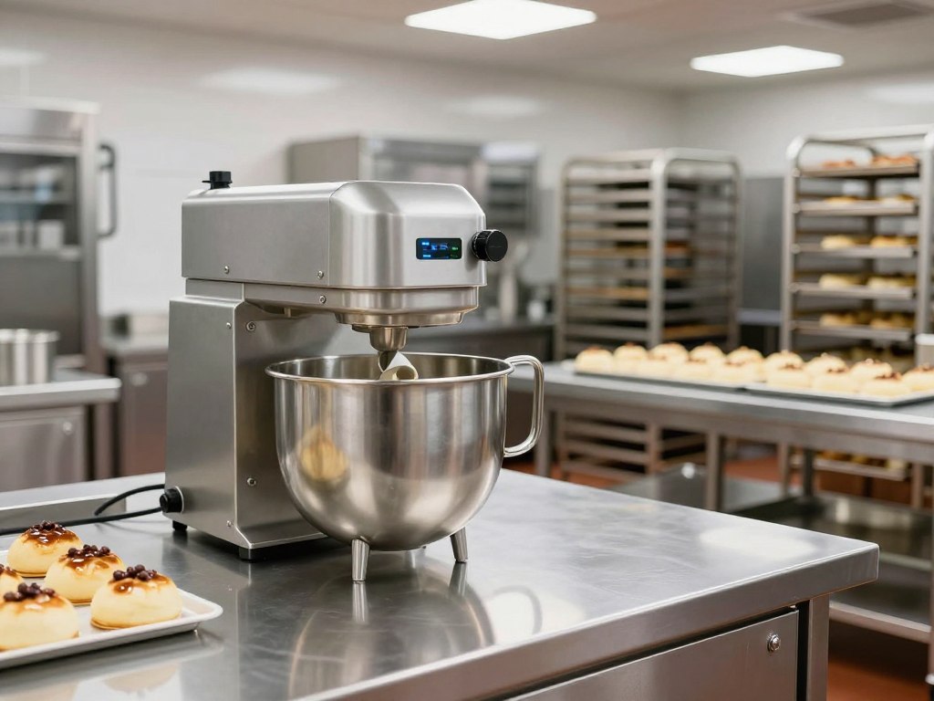 Professional bakery workspace showing pastry production environment