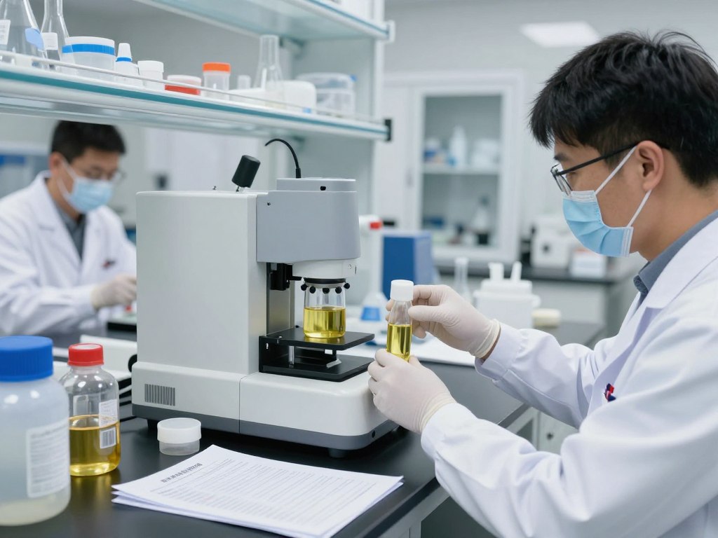 Quality control testing of wholesale sunflower oil samples in laboratory setting