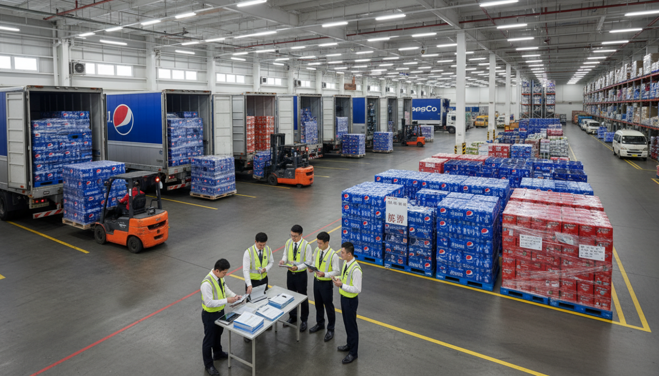 Taiwan distribution center receiving Pepsi wholesale shipment