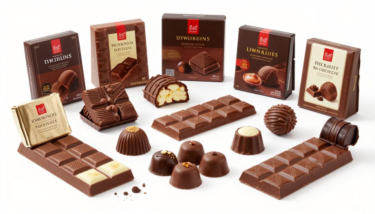 Various chocolate products and confectionery items for wholesale distribution