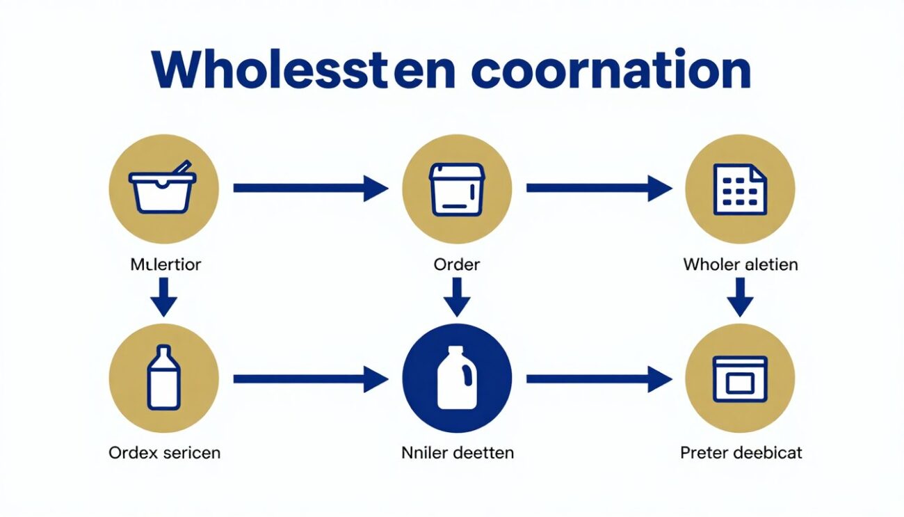 Wholesale coordination workflow infographic for Ariel detergent supply