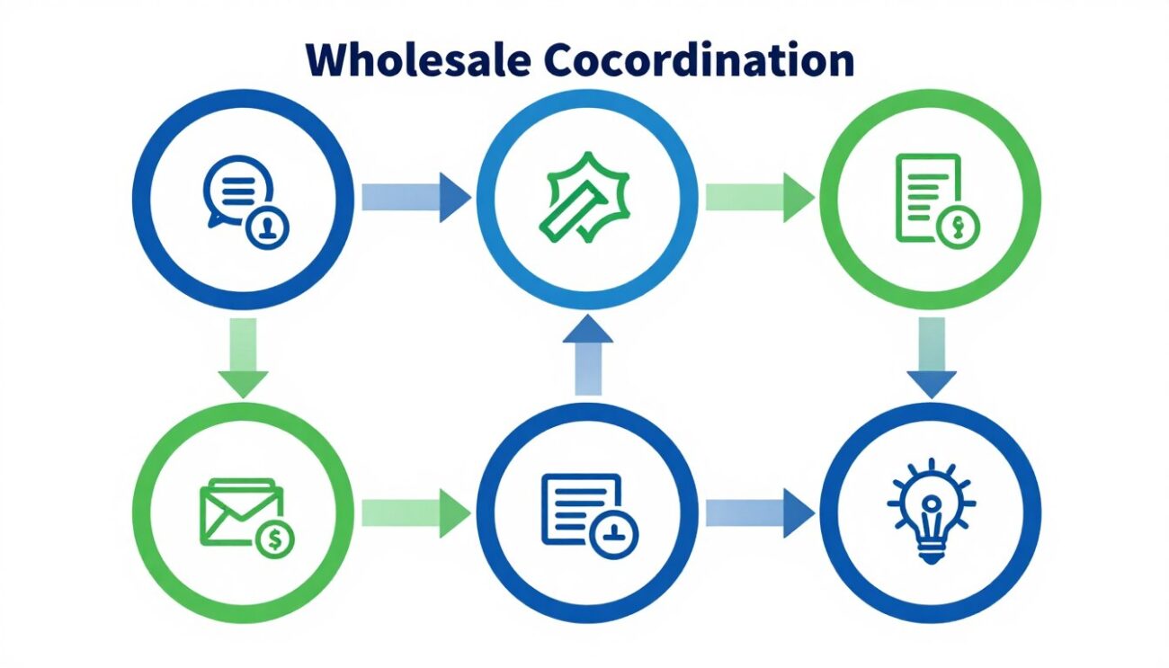 Workflow infographic illustrating Monster Energy wholesale coordination process steps