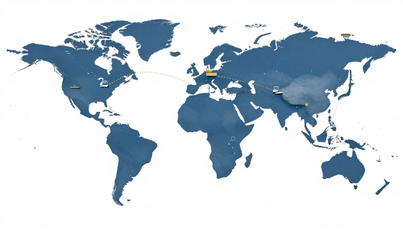 international shipping route concept UK to Philippines
