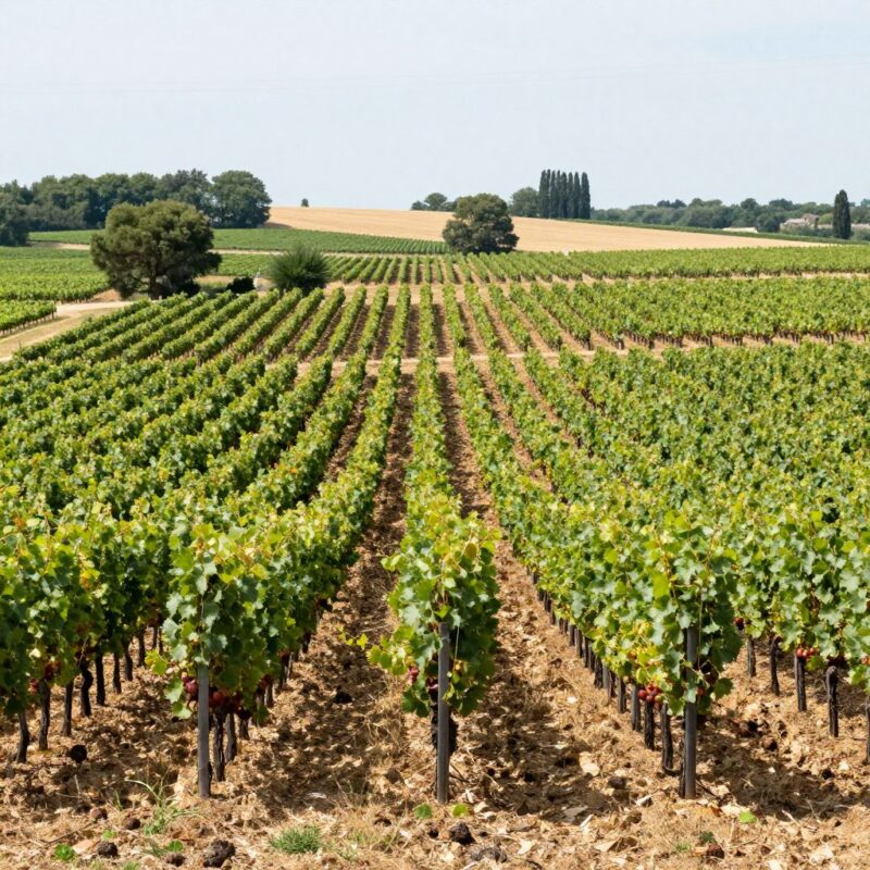 Виноградники в регионе Коньяк, Франция, для производства Hennessy