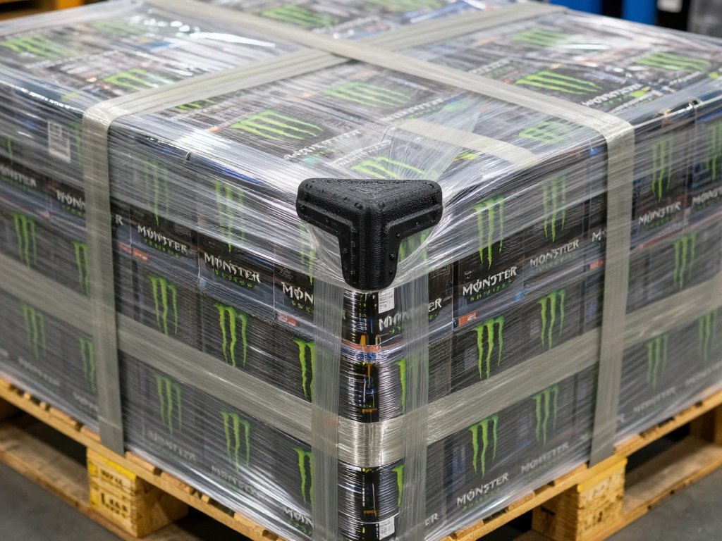 Детальное изображение упаковки и стабилизации паллет Monster Energy