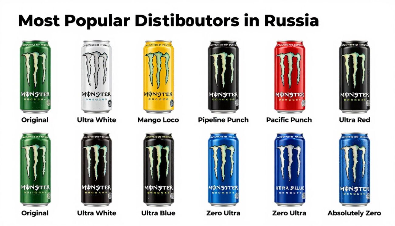 Инфографика с популярными вкусами Monster Energy для дистрибьюторов