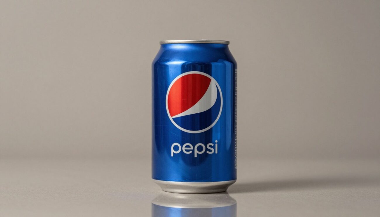 Крупный план паллеты с банками Pepsi, обмотанной стрейч-пленкой, на складе