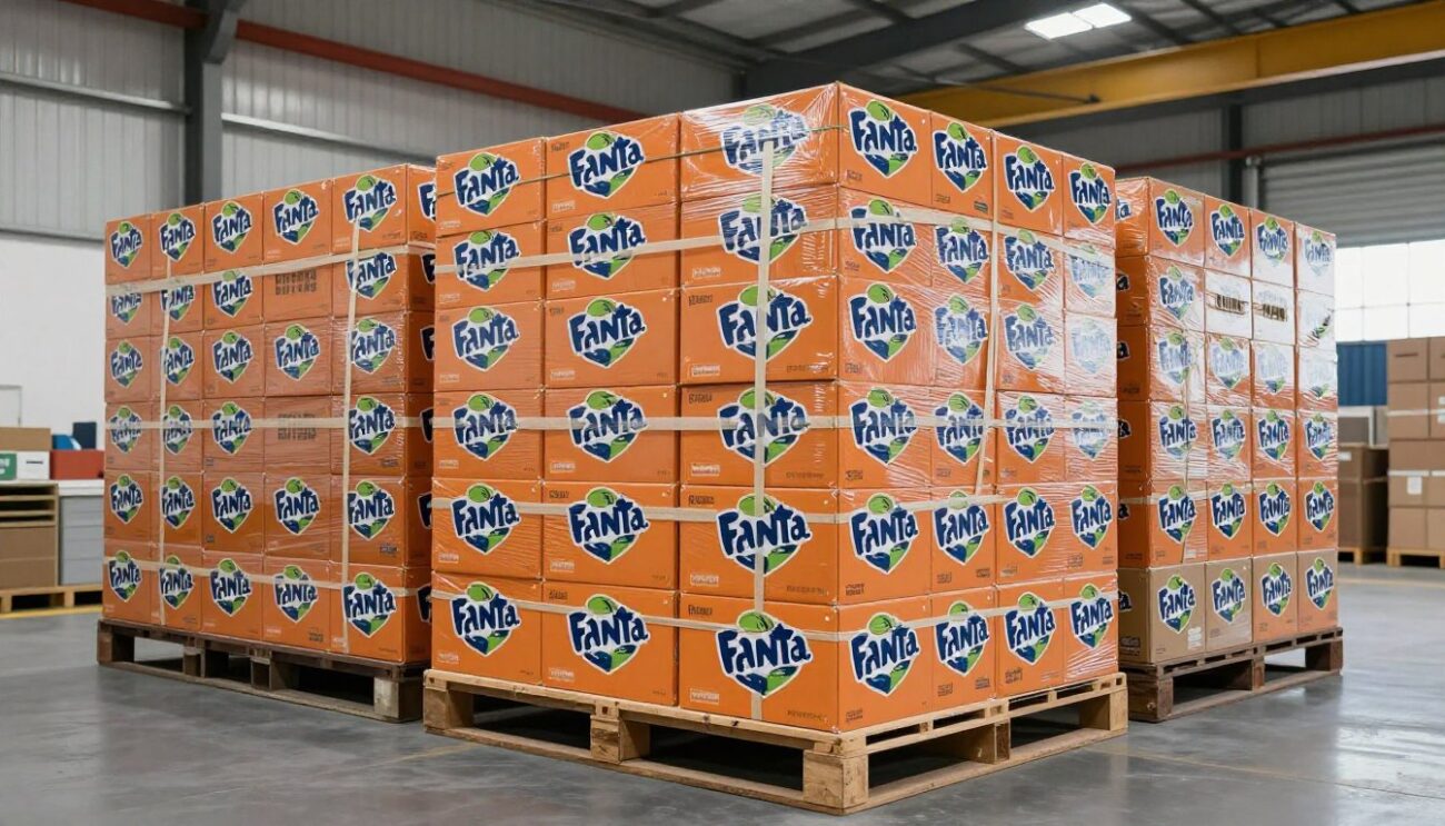 Экспортные коробки Fanta подготовленные для контейнерной отправки