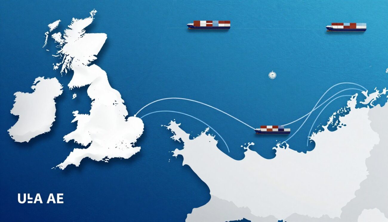 خريطة طرق التجارة بين المملكة المتحدة والإمارات - مسارات الشحن البحري