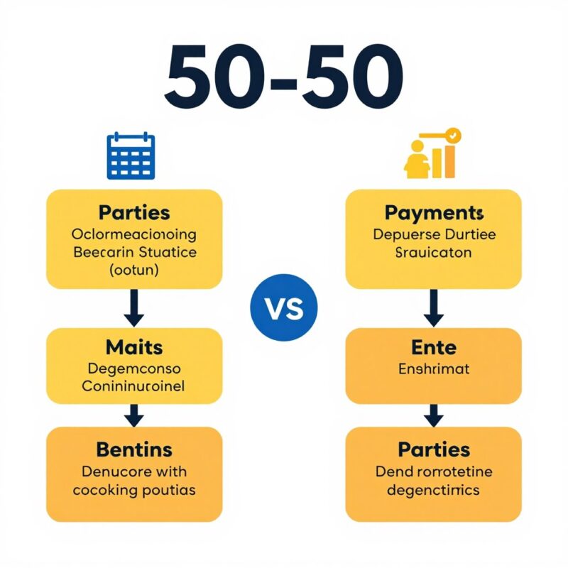رسم توضيحي لهيكل الدفع 50-50 بين الطرفين