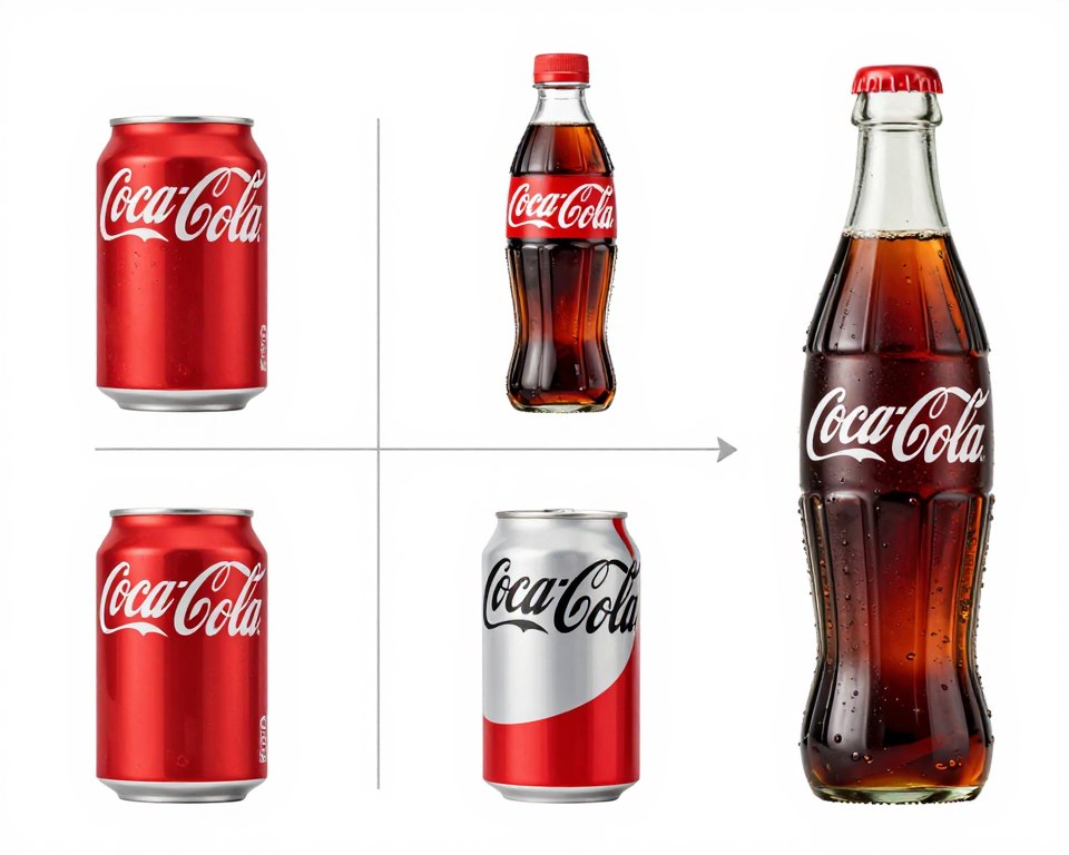 صورة توضيحية لأحجام عبوات كوكاكولا المختلفة وأفضل استخداماتها