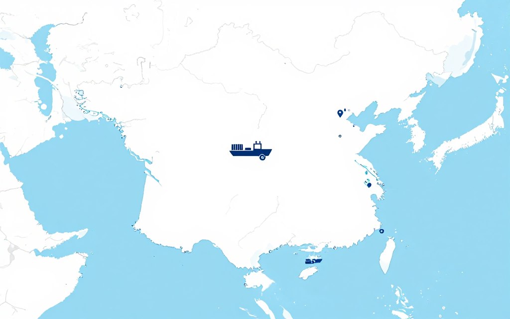 国际贸易物流路线图展示从法国到中国的海运路径