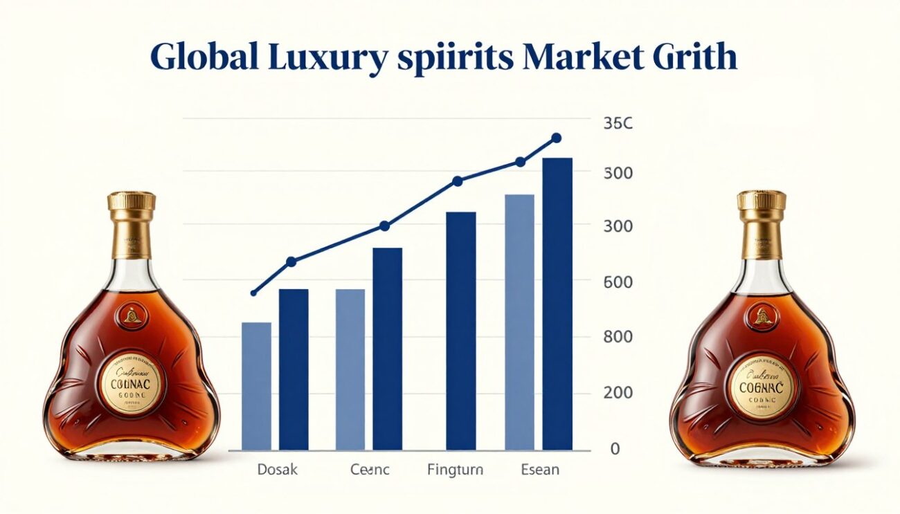 高端干邑市場增長圖表，顯示全球烈酒市場趨勢