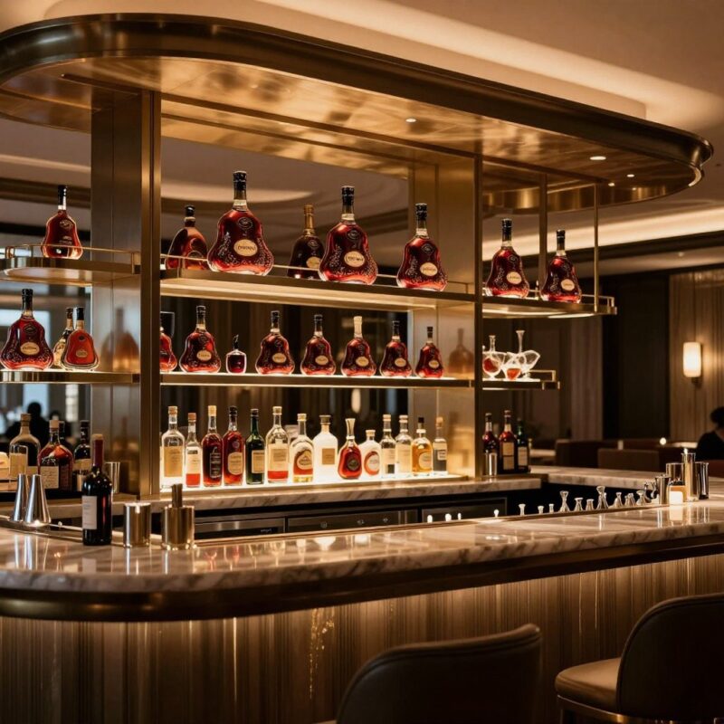高級餐廳酒吧內的軒尼詩XO陳列