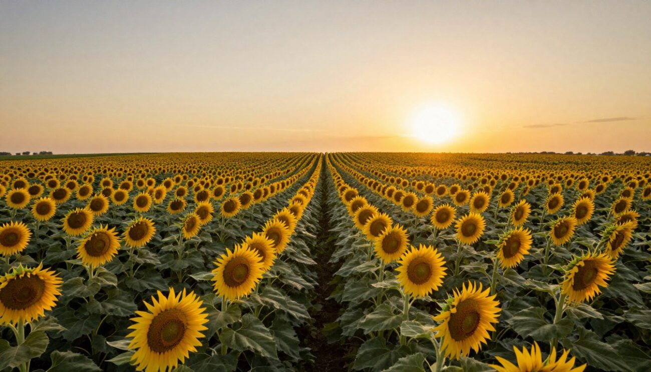 Campo girasoles cultivo sostenible agricultura