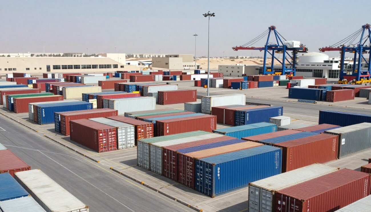 Corona Extra beer containers at UAE port ready for customs clearance and distribution