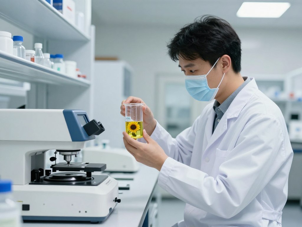 Quality control laboratory testing refined sunflower oil specifications