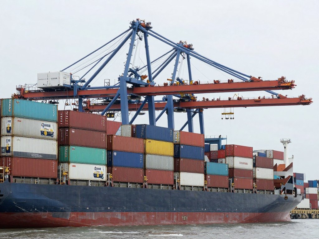 Shipping port operations with containers showing international logistics coordination