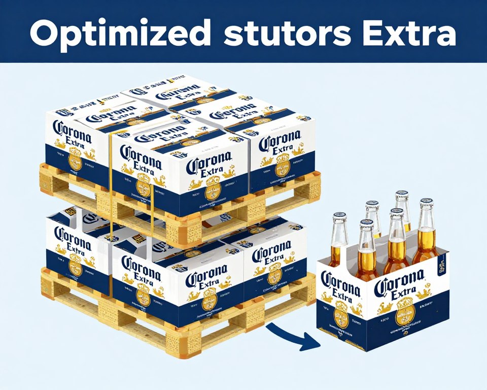 infographic showing proper pallet stacking pattern for Corona Extra beer cartons
