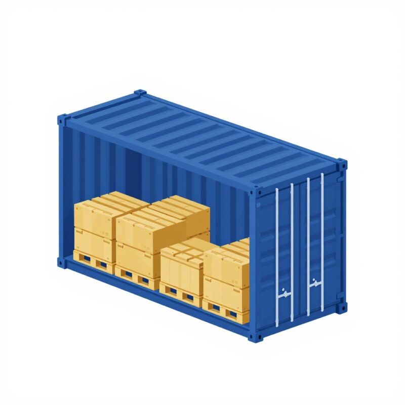 shipping container with organized pallet layout icon