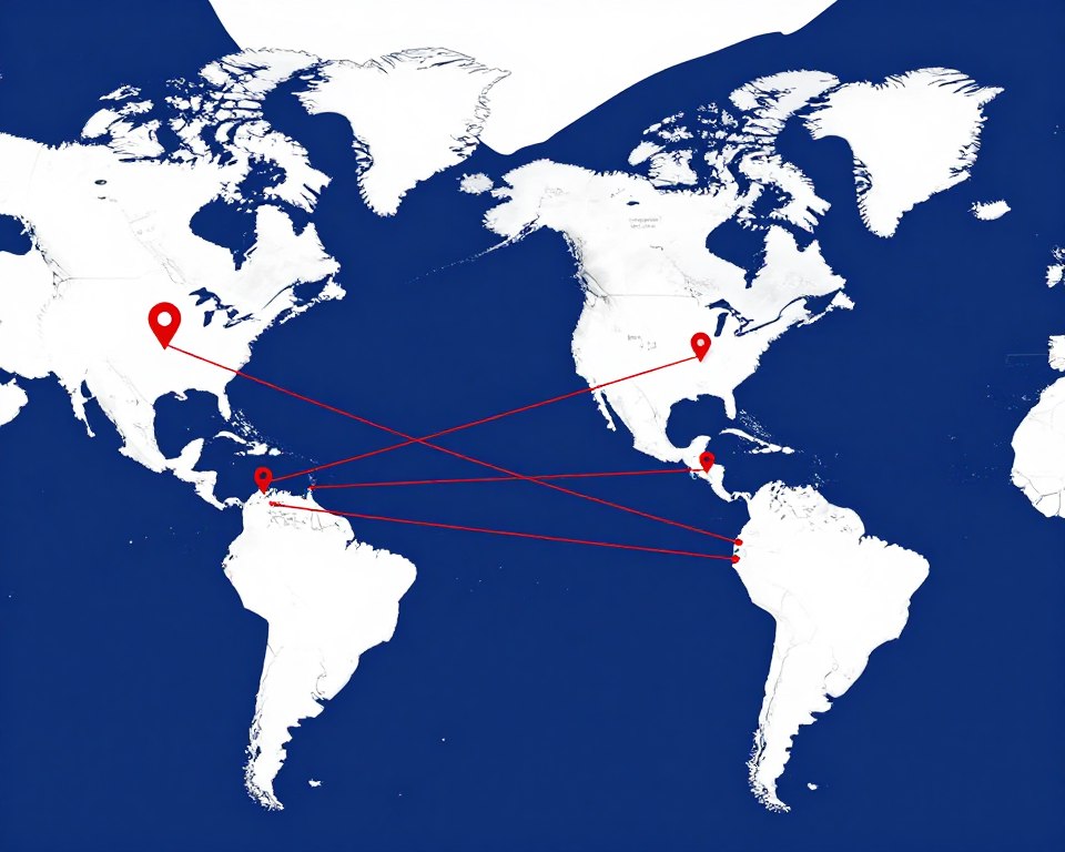 world map showing red bull wholesale distributor network connections across multiple countries for energy drink wholesale supplier coordination